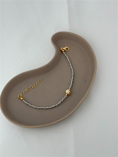 Pirinç Üzeri Rodyum Kaplama Gümüş Dorika Sıralı Lazer Kesim Topçuk Detay Bileklik (21 Cm)