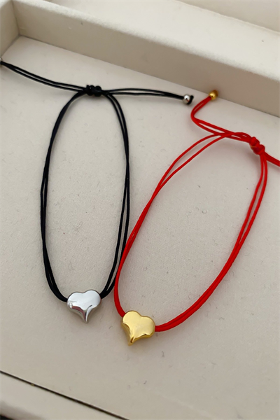 Plaka Bombeli Minimal Kalp Figür Bileklik