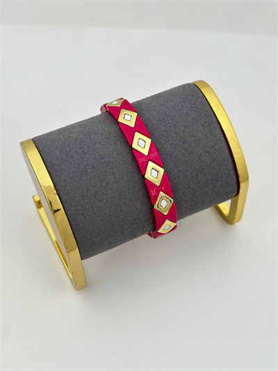 Porselen Kaplama Baklava Dilim Model Fuşya Lastik Bileklik