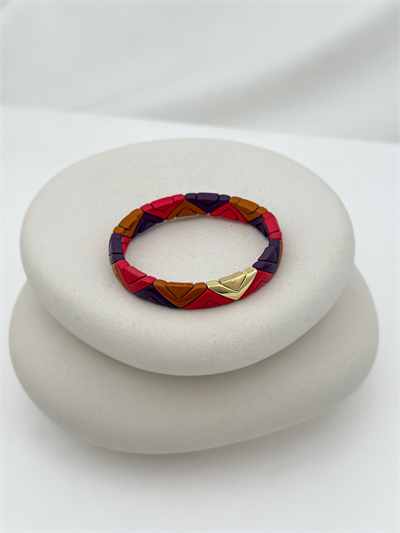 Porselen Kaplama Gold V Detay Lastikli Bileklik