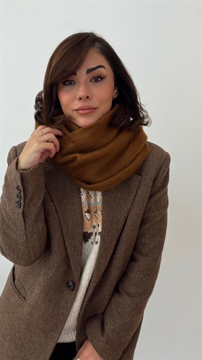Püsküllü Kahve Renk Yünlü Şal