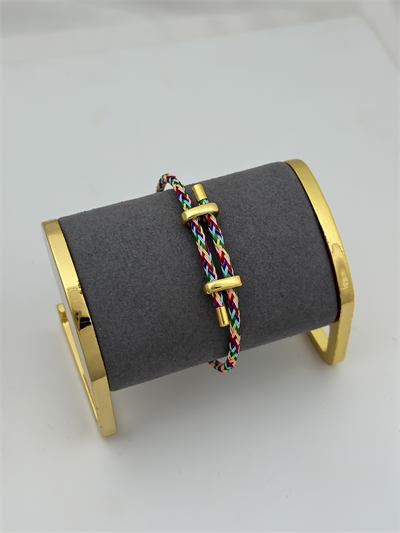 Renk Geçişli Örme İp Çelik Plaka Detay Ayarlanabilir Bileklik