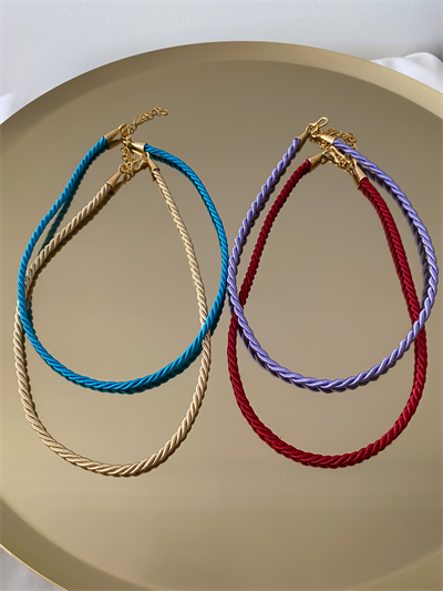 Renkli Burgu Model İp Choker Kolye (42cm)