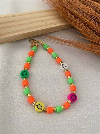 Renkli Fimo Gülen Yüz Halhal (25cm)