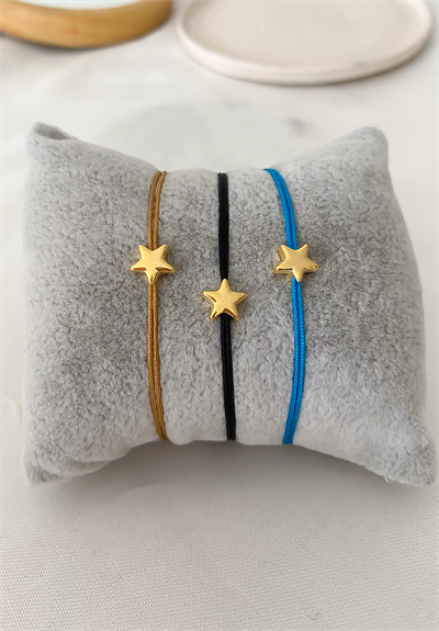 Renkli İp Plaka Minimal Yıldız Figür Bileklik