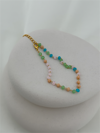 Renkli Kristal Taş Sıralı Halhal (26 Cm)