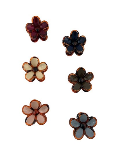 Renkli Mineli Çiçek Figür Mandal Toka