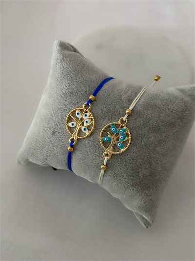 Renkli Mineli Nazar Detay Hayat Ağacı Figür İp Bileklik