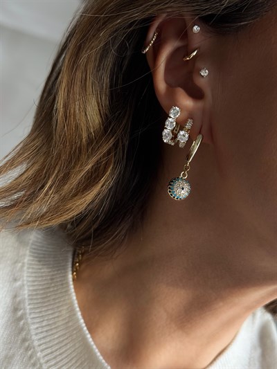 Renkli Nazar Figür Küpe Kombini