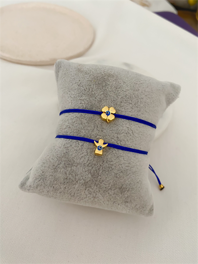 Saks Mavi İp Nazar Detay Figürlü İp Bileklik