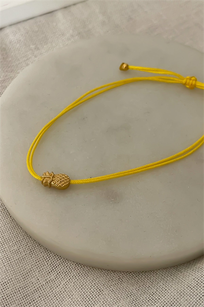 Sarı Renkli İpte Ananas Figür Asansörlü Halhal