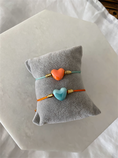 Sedefli Murano Kalp İp Bileklik