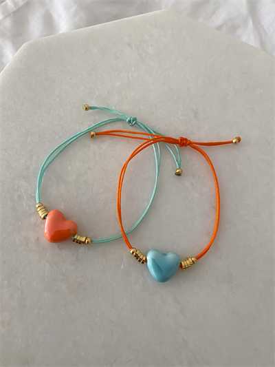 Sedefli Murano Kalp İp Bileklik