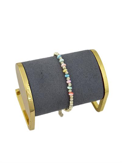 Soft Renkli Boncuk Detay Topçuk Sıralı Bileklik (22 Cm)