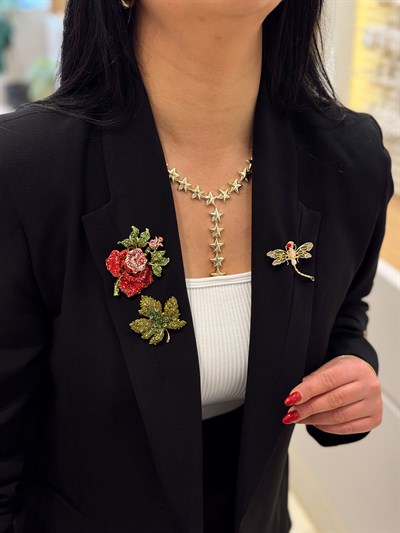 Taşlı Broş Kombini