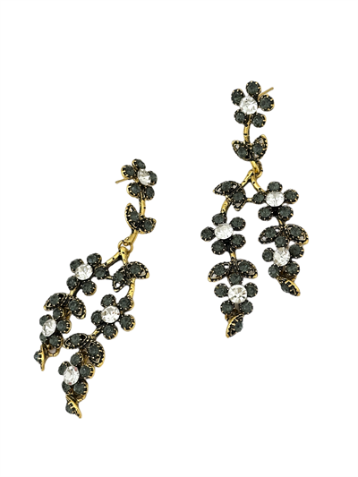 Taşlı Sallantılı Tasarım Çiçek Küpe