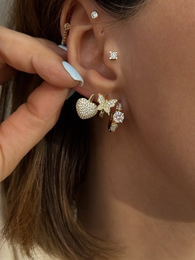 Tek Taş Halka Küpe Kombini