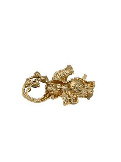 Top İnci Detay Gold Plaka Fil Broş