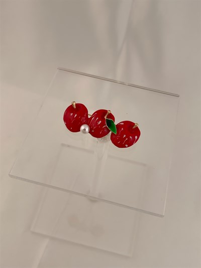 Top İnci Detay Üçlü Elma Broş