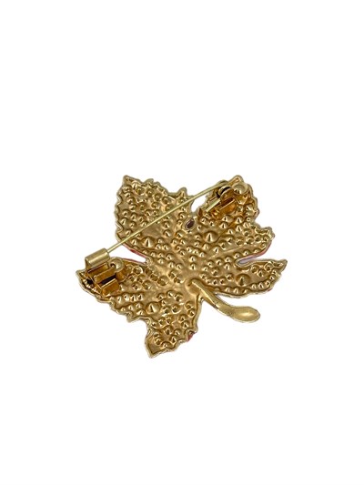 Turuncu Taşlı Renk Geçişli Yaprak Broş