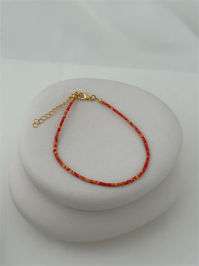 Turuncu Tonlama Kum Boncuk Halhal (28 Cm)