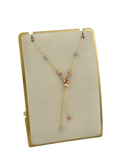 Üç Renk Dorika Topçuklu Dekolte Y Kolye ( 44 Cm )