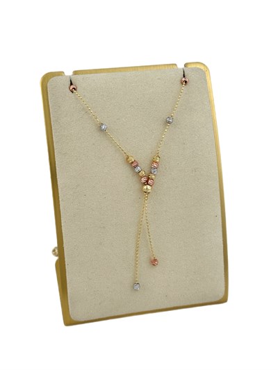 Üç Renk Dorika Topçuklu Dekolte Y Kolye ( 44 Cm )