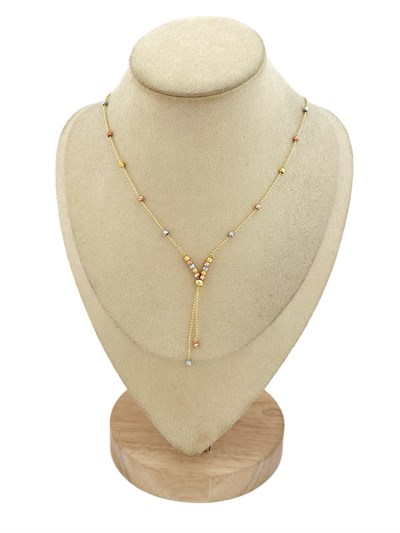 Üç Renk Dorika Topçuklu Dekolte Y Kolye ( 44 Cm )