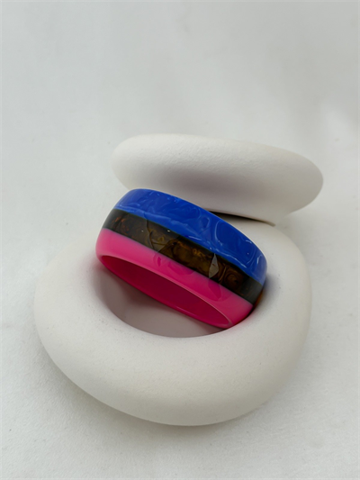 Üç Renkli Kehribar Detay Kalın Kemik Model Bileklik (İç Çap:6.5cm).