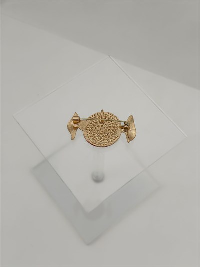 Yanar Döner Taşlı Plaka Detay Daire Figür Broş