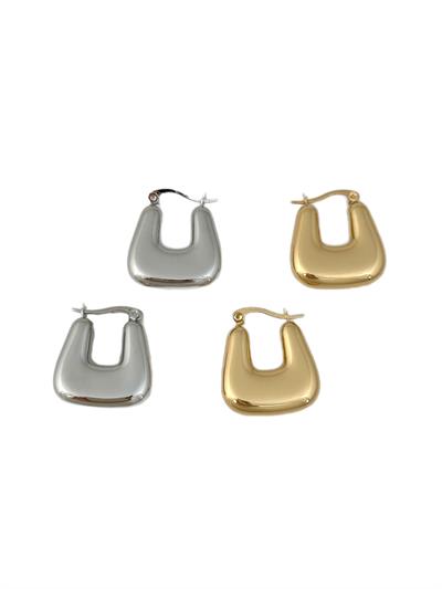 Yassı Plaka Kare Bombeli Küpe