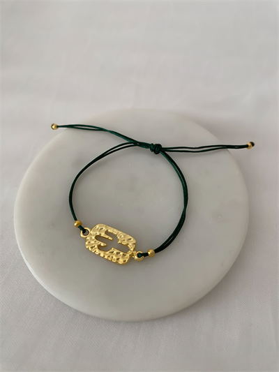 Yeşil İpte Dövme Plaka Kaktüs Figür Bileklik.