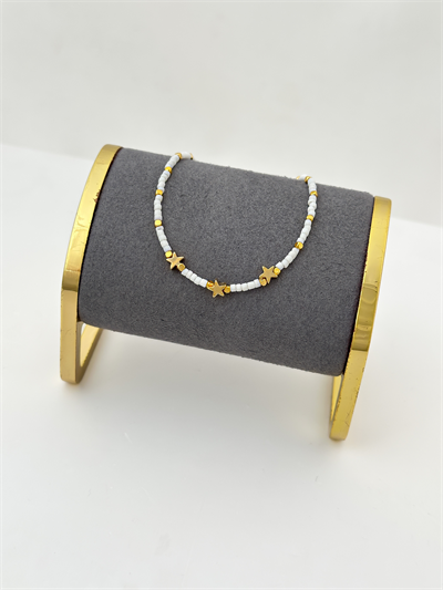 Yıldız Figür Gold Detay Kum Boncuk Halhal (27Cm)