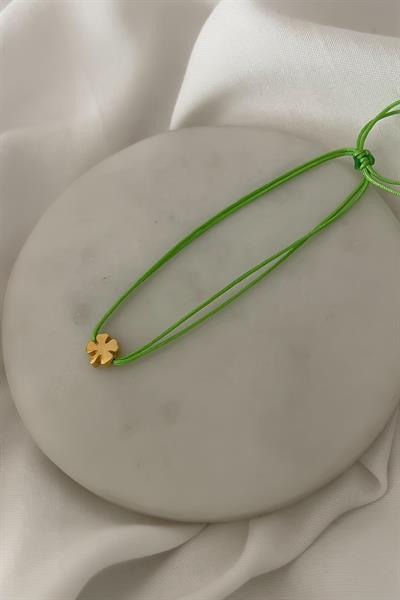 Yonca Figürlü Yeşil İp Asansörlü Halhal