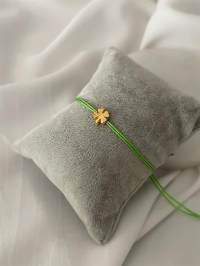 Yonca Figürlü Yeşil İp Asansörlü Halhal