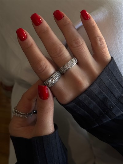 Zirkon Taş Kalp Yüzük Kombini