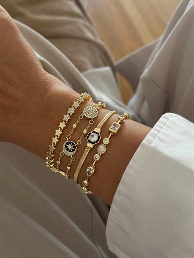 Zirkon Taşlı Elmas Model İtalyan Zincir Bileklik Kombini