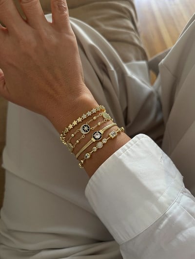 Zirkon Taşlı Elmas Model İtalyan Zincir Bileklik Kombini