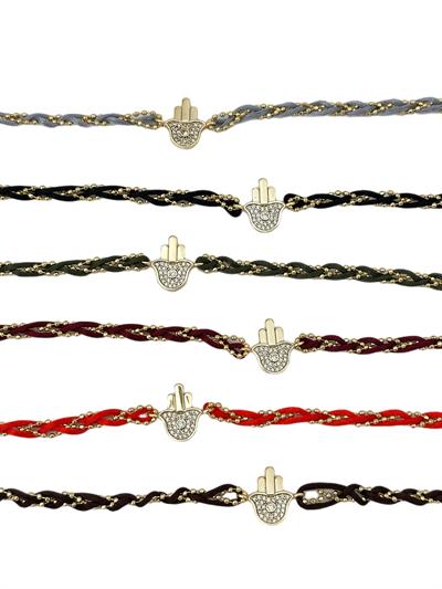 Zirkon Taşlı Fatma Ana Eli Figür Detay İp Dolamalı Bileklik ( 50 Cm )