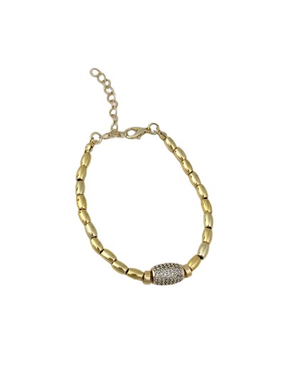 Zirkon Taşlı Gold Topçuklu Tasarım Bileklik ( 23 Cm )