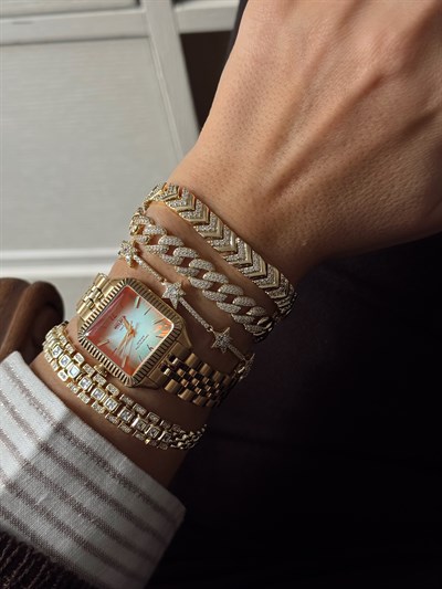 Zirkon Taşlı Gurmet Zincir Bileklik Kombini