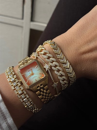 Zirkon Taşlı Gurmet Zincir Bileklik Kombini