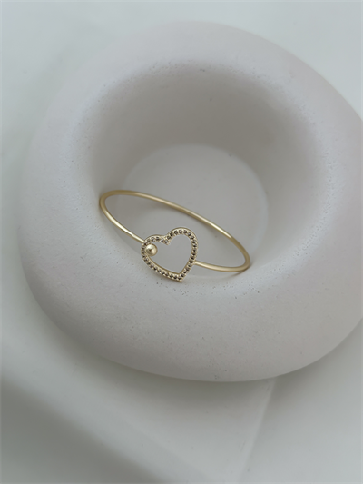 Zirkon Taşlı İçi Boş Kalp Figür Önden Kapama Kelepçe Bileklik