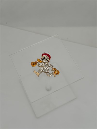 Zirkon Taşlı Noel Hırsız Broş
