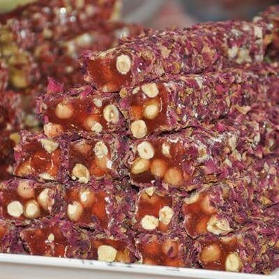 Bulk Rose Leaf Pomegranate With Hazelnut Long Turkish Delight 5 Kg
