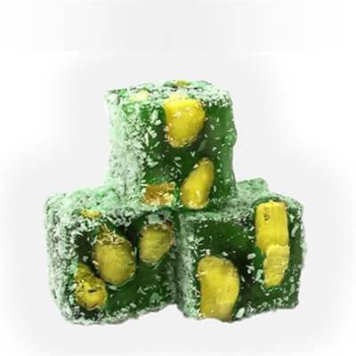 Coconut Mint Flavored With Pistachio Double Turkish Delight (%15-23) 1 Kg