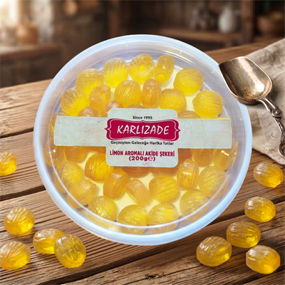 Limon Aromalı Akide Şekeri 200 Gr Kova