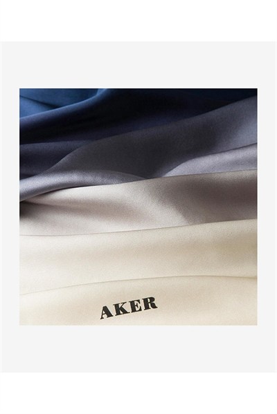 Aker İpek Eşarp - 7656701-324 Krem Lacivert Sura - Degrade