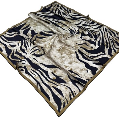 Aker İpek Eşarp - 8478713-922 Bej Lacivert Twill
