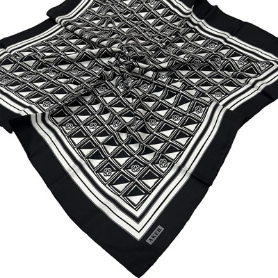 Aker İpek Eşarp - 8968713-912 Siyah Ekru Twill